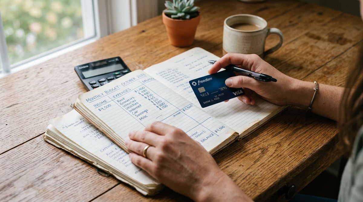 Persona que calcula las cuotas de su tarjeta de crédito.