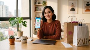 Mujer que cumple con los requisitos para comprar a meses sin tarjeta con Mercado Pago.